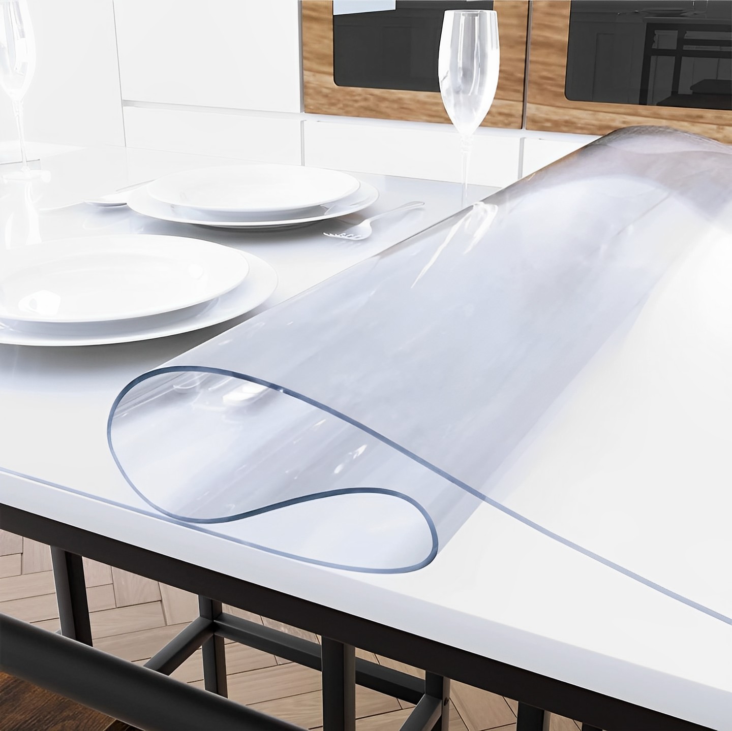 Fata de masa transparenta din silicon, 100x100 cm, grosime 1.2 mm, aspect ca de sticla - imagine 8