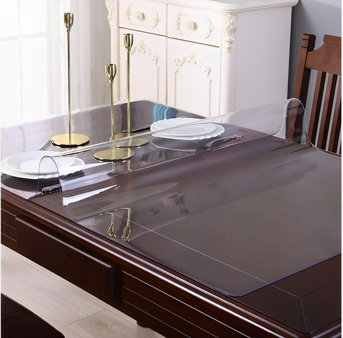 Fata de masa transparenta din silicon, 100x100 cm, grosime 1.2 mm, aspect ca de sticla - imagine 7