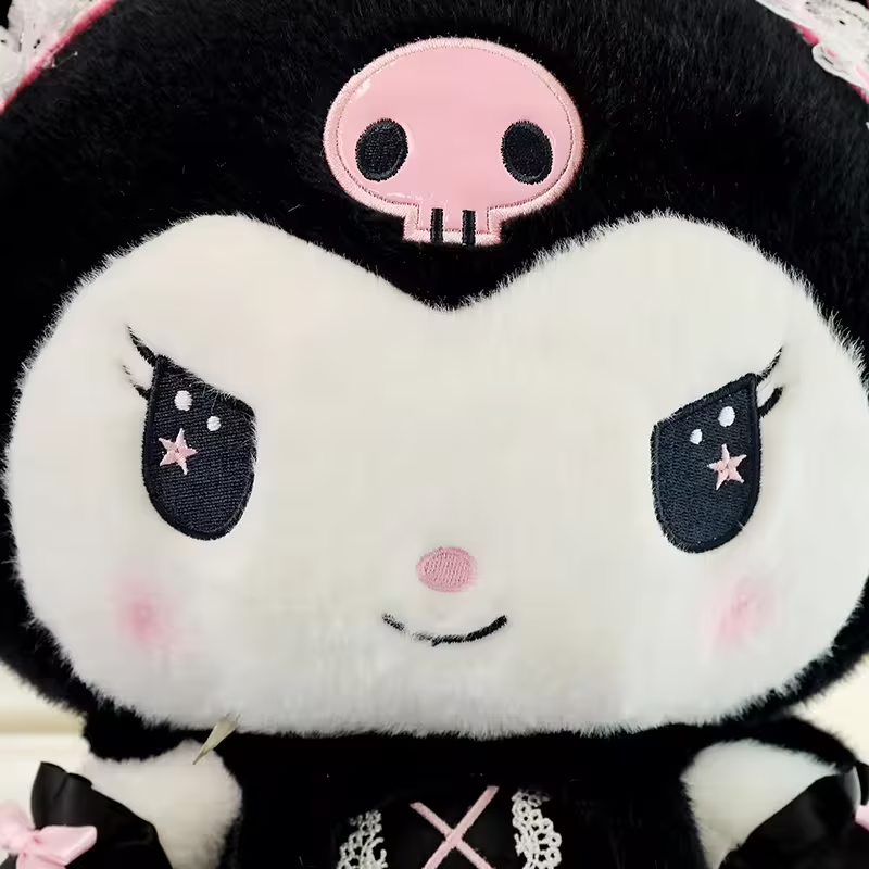 Papusa tip Kuromi din seria Hello Kitty Sanrio, din plus cu rochita, 35cm - imagine 3