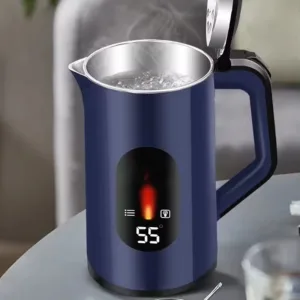 Fierbator electric portabil de 3L, ABYZ aparat de bucatarie de uz casnic, oprire automata digitala inteligenta albastru