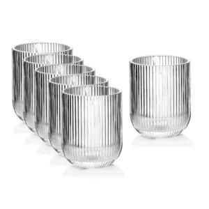 Set 6 Pahare Din Sticla cu Model, Capacitate 250ml, Ideal pentru Apa, Bauturi Reci, Cocktail – ABYZ™