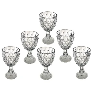 Set 6 Pahare din Sticlă cu Picior Decorativ – Model Vintage Elegant, Capacitate 200ml, Ideal pentru Lichior și Aperitive – ABYZ™