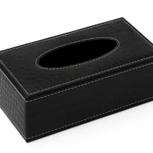 Cutie pentru Servetele, Piele Ecologica, dimensiuni 24x12x8,5cm, culoare Negru Lucios ABYZ