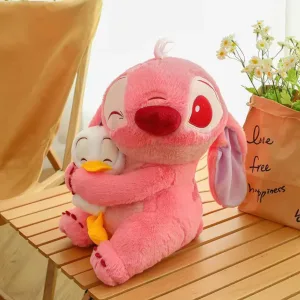 Jucarie Stitch plus cu ratusca 30 cm plus premium, cadou dragalas pentru copii, baieti si fete, ABYZ culoare Roz