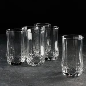 Set 6 Pahare Din Sticla cu Model, River, Capacitate 330ml, Ideal pentru Apa, Bauturi Reci, Cocktail – ABYZ