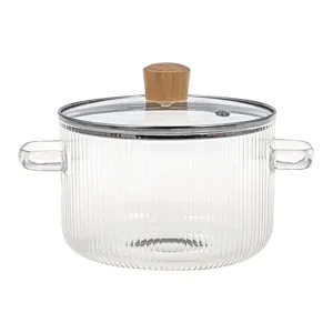 Oala din sticla termorezistenta ABYZ 1.8L, pentru plita pe gaz si electrica, culoare Transparent