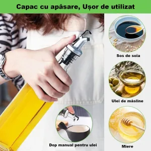 Set 2 sticle pentru ulei si otet, 290ml, din sticla cu dozatoare, 5x5x30.5 cm, Transparent ABYZ