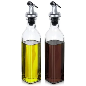 Set 2 sticle pentru ulei si otet, 290ml, din sticla cu dozatoare, 5x5x30.5 cm, Transparent ABYZ
