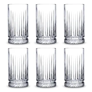 Set 6 pahare apa ABYZ 300 ml, sticla transparenta, design elegant cu baza texturata