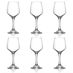 Set 6 pahare cu picior ABYZ 380 ml, sticla transparenta, design elegant pentru servire apa