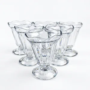 Set 6 cupe inghetata din sticla transparenta ABYZ, 225 ml, model fatetat elegant, pahare desert, fructe si servire premium