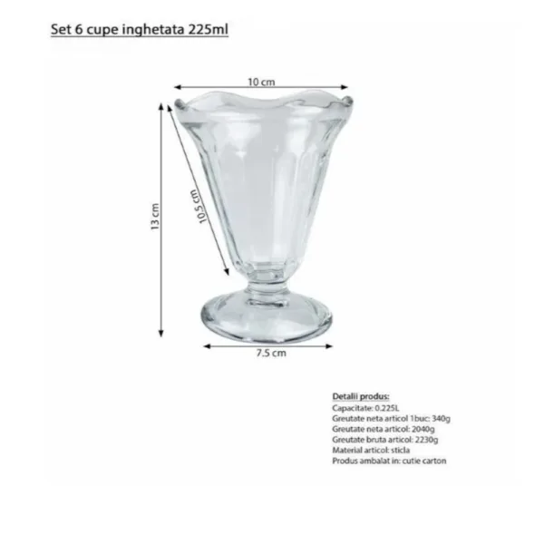 Dimensiuni cupa inghetata ABYZ inaltime 13cm si diametru 10cm.