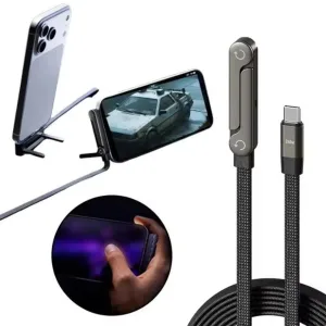 Cablu Type-C la Type-C 240W 5A 1.5m Fast Charging Nylon Braided cu Suport Telefon Gaming ABYZ