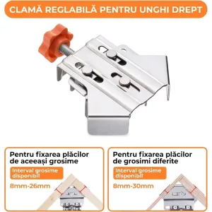 Clema de colt reglabila la 90 grade ABYZ din Otel Inoxidabil Falci Pivotante pentru Tamplarie si Sudura