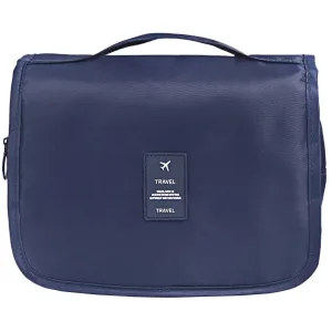 Geanta cosmetice de calatorie ABYZ pliabila cu agatatoare impermeabila compartimente multiple Albastru 24x19cm