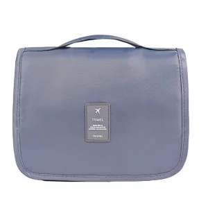 Geanta cosmetice de calatorie ABYZ pliabila cu agatatoare impermeabila compartimente multiple Gri 24x19cm