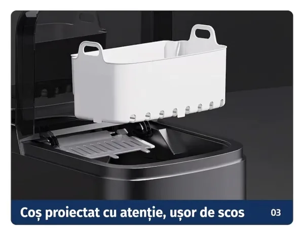 Coș alb detașabil pentru colectarea cuburilor de gheață din aparatul compact ABYZ.
