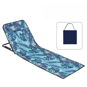 Saltea pliabila plaja impermeabila cu spatar reglabil ABYZ 145x50cm geanta transport Print Tropical Albastru