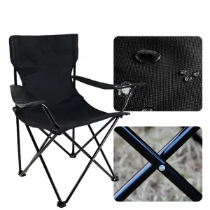 Scaun Camping Pliabil Portabil ABYZ Usor Compact cu Suport Pahar si Husa Negru