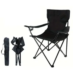 Scaun Camping Pliabil Portabil ABYZ Usor Compact cu Suport Pahar si Husa Negru