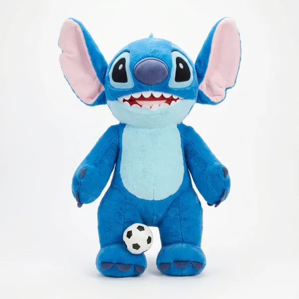 Jucarie din plus Stitch Cartoons albastru 70cm ABYZ cu minge pe fundal alb